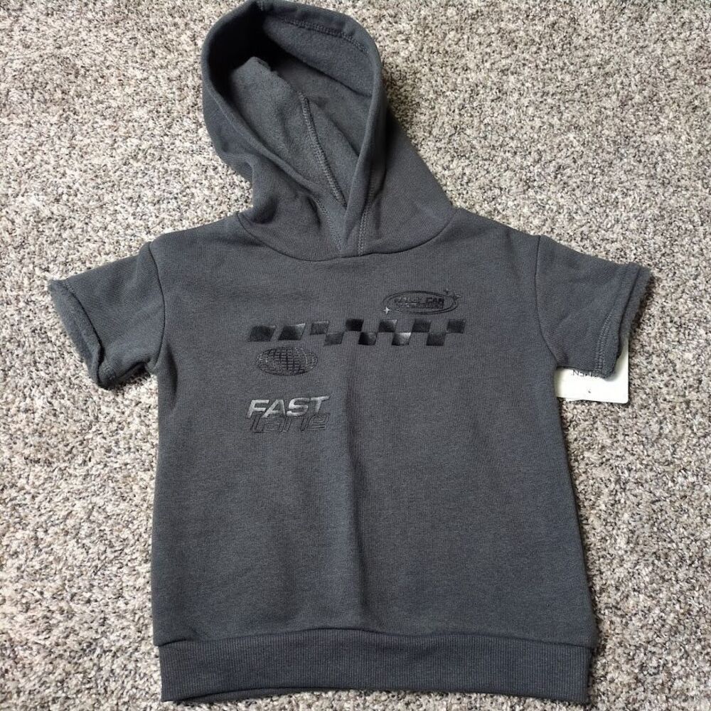 Grayson Mini Short Sleeve Sweatshirt Hoodie - Kids 18M Gray Fast Lane Rally Car